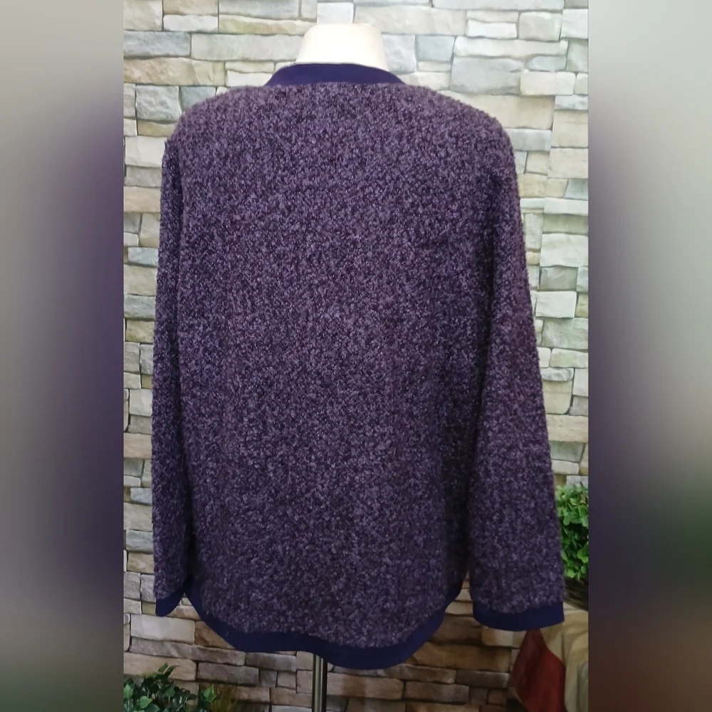 Vintage C.D. Daniels Embellished Boucle Knit Dressy Purple Top Size 1X - Picture 2 of 4